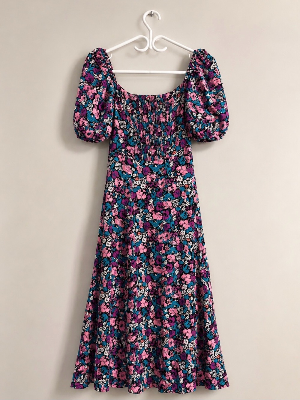 & OTHER STORIES Floral Puff Sleeve Midi Dress Size 6 - Picture 7 of 10